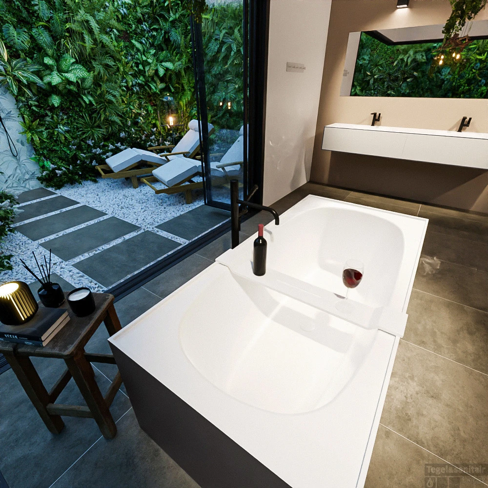 FREEZE Vrijstaand Bad 180x85cm Kleur Dark Grey / Talc 7 FREEZE Vrijstaand Bad 180x85cm Kleur Dark Grey / Talc - Afbeelding 5