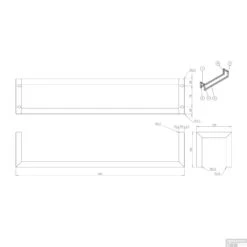 BWS Handdoekenrek Industrieel | 60x12.5x12.5cm | Goud -Sealkin Badkamermeubilair Winkel gastenhanddoekrek bws industrieel 60x12.5x12.5 cm mat zwart tech 1