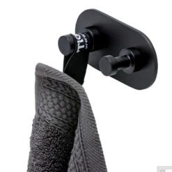 Handdoekhaak Dubbel Geesa Nemox Zwart -Sealkin Badkamermeubilair Winkel handdoekhaak dubbel geesa nemox zwart shop 1