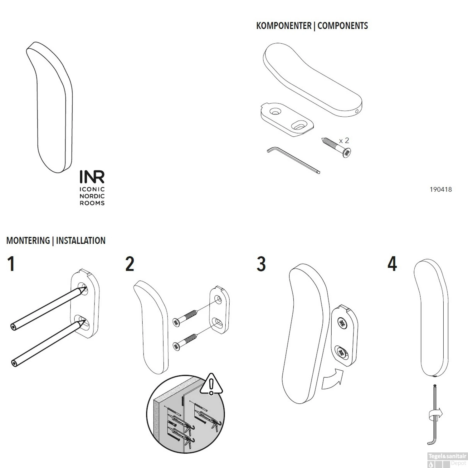 Handdoekhaak Instamat Arc Geborsteld RVS 5 Handdoekhaak Instamat Arc Geborsteld RVS - Afbeelding 3