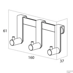 Handdoekhaak Tiger Rack Rhino Deurhangend 3 Haken RVS -Sealkin Badkamermeubilair Winkel handdoekhaak tiger rack rhino deurhangend rvs tech