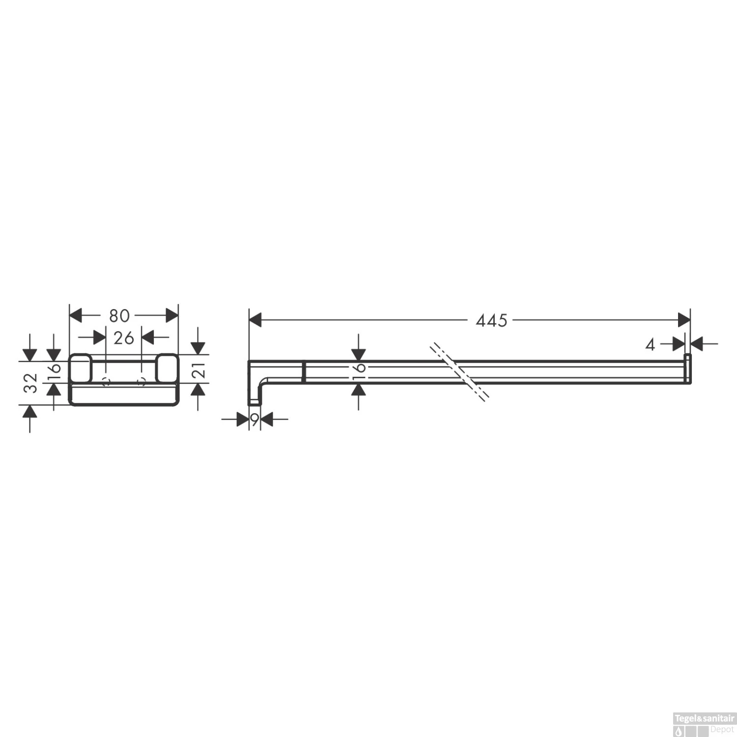 Handdoekhouder 2-lids AddStoris HansGrohe Geborsteld Zwart Chroom 4 Handdoekhouder 2-lids AddStoris HansGrohe Geborsteld Zwart Chroom - Afbeelding 2