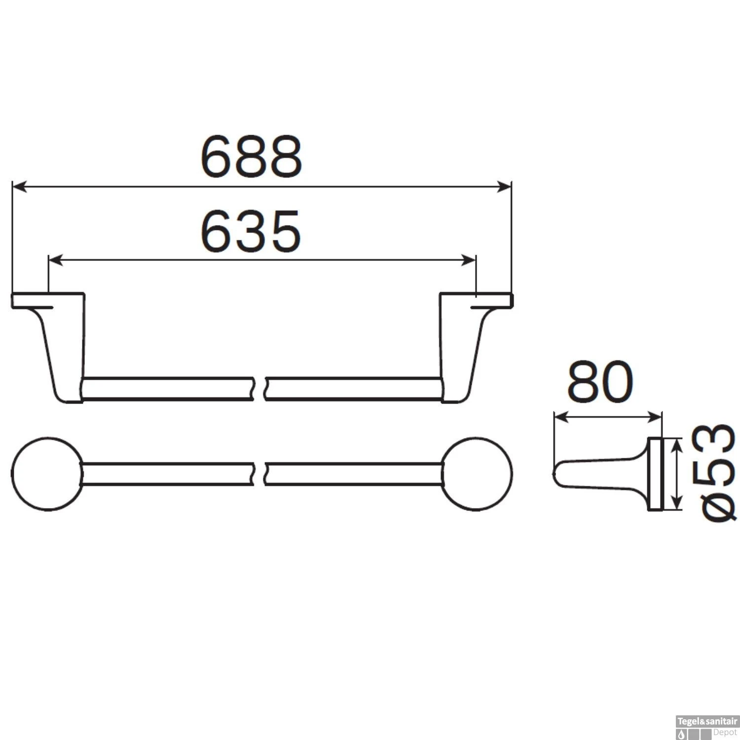 Handdoekhouder Haceka Aspen Enkel 69 Cm Mat Zwart 4 Handdoekhouder Haceka Aspen Enkel 69 Cm Mat Zwart - Afbeelding 2