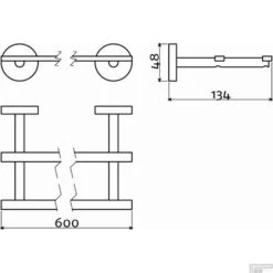 Handdoekrek Clou Flat Dubbel 60cm Chroom -Sealkin Badkamermeubilair Winkel handdoekrek clou flat dubbel 60cm chroom tech