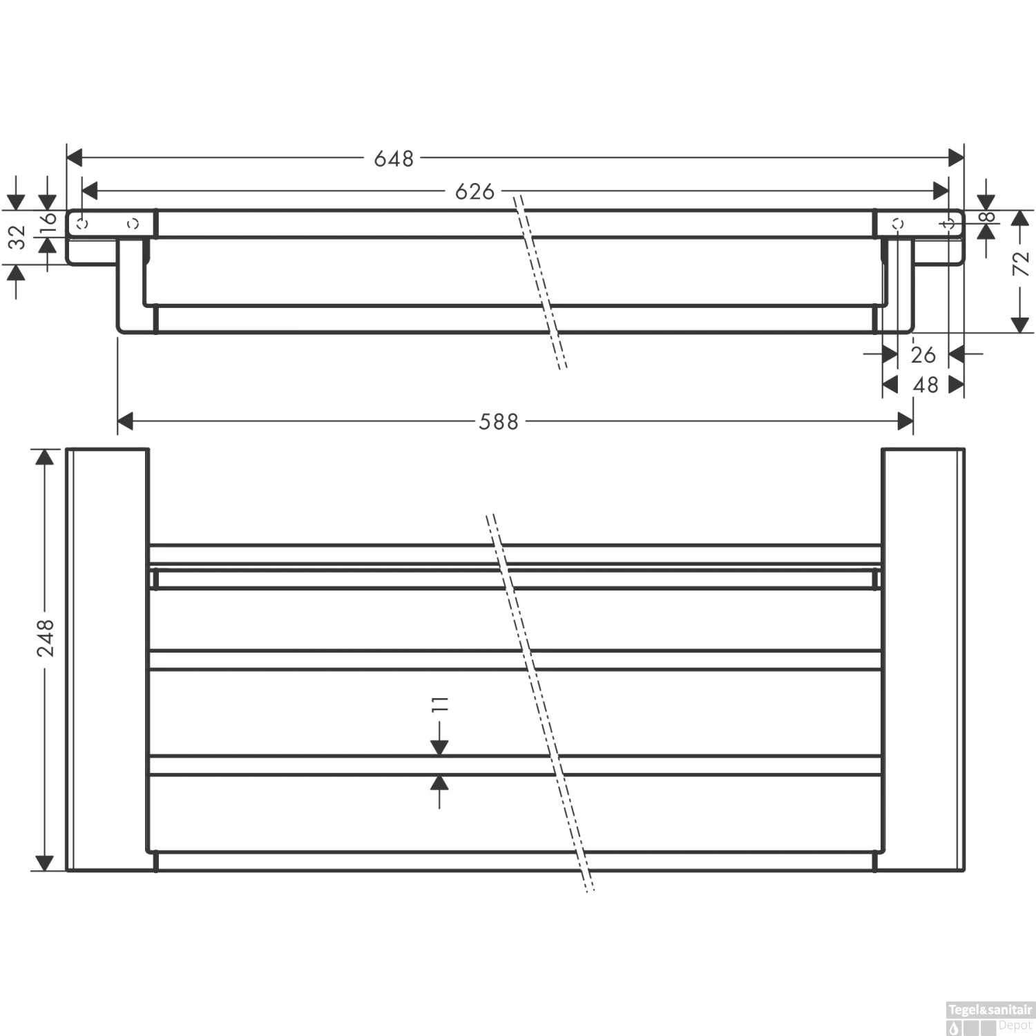 Handdoekrek Met Handdoekhouder HansGrohe AddStoris Geborsteld Brons 4 Handdoekrek Met Handdoekhouder HansGrohe AddStoris Geborsteld Brons - Afbeelding 2