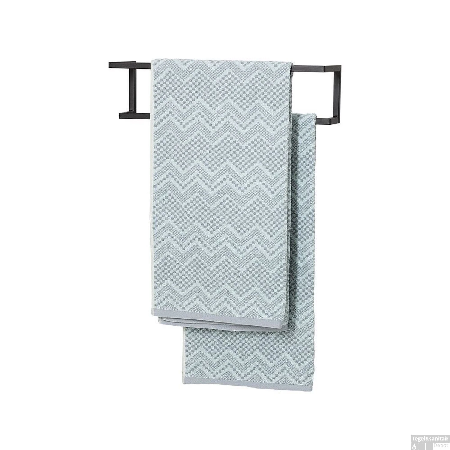 Handdoekrek Sealskin Carré 48x12x7cm Dubbel Mat Zwart 4 Handdoekrek Sealskin Carré 48x12x7cm Dubbel Mat Zwart - Afbeelding 2