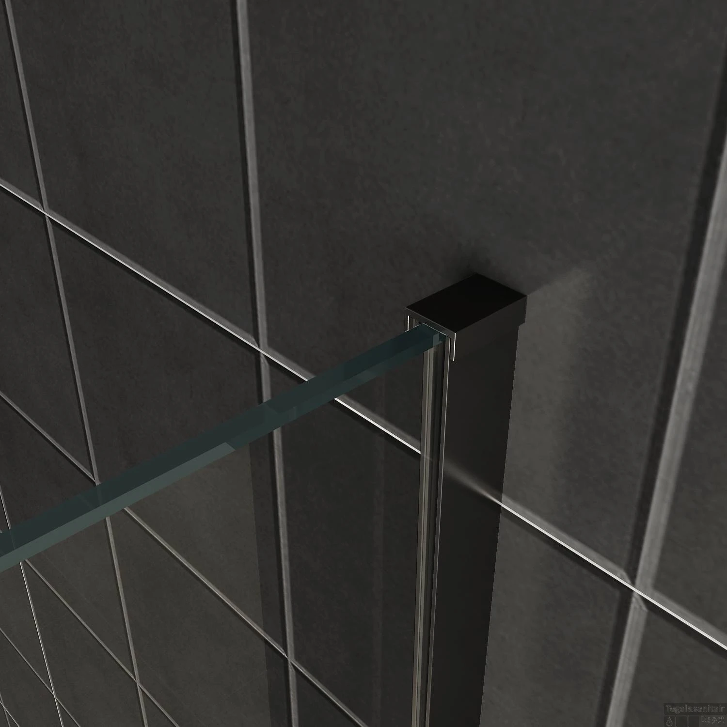 BWS Inloopdouche Pro Line Helderglas 75x200 8mm Nano Coating Mat Zwart Profiel En Stang 4 BWS Inloopdouche Pro Line Helderglas 75x200 8mm Nano Coating Mat Zwart Profiel En Stang - Afbeelding 2