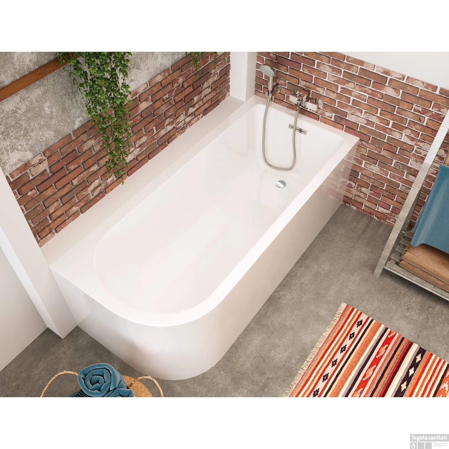 Hoekbad Allibert Serena 170x75x56 Cm Wit Rechts 7 Hoekbad Allibert Serena 170x75x56 Cm Wit Rechts - Afbeelding 5