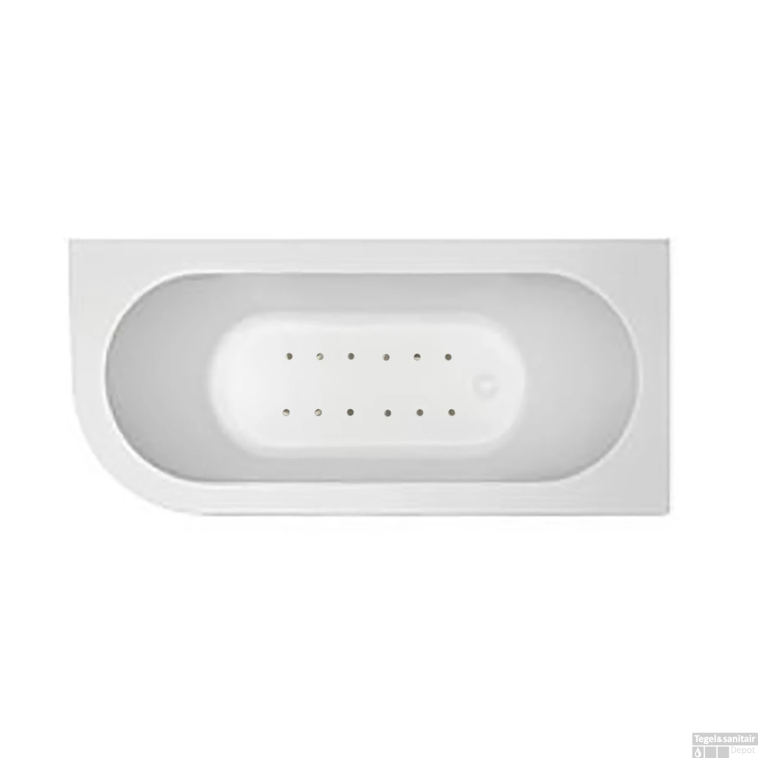 Hoekbad Whirlpool Wiesbaden Corner 180x80x58 Cm Luchtsysteem Met RVS Jets En Waste Rechts Wit - Afbeelding 2