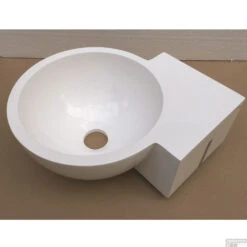 Hoekfontein Luca Sanitair Rond 28x28x12cm Mineral Stone Glans Wit -Sealkin Badkamermeubilair Winkel hoekfontein luca sanitair rond 28x28x12cm mineral stone glans wit luva1326