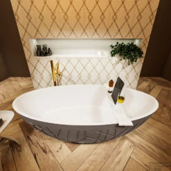 HOLM Vrijstaand Bad 180x85cm Kleur Smoke / Talc 14 HOLM Vrijstaand Bad 180x85cm Kleur Smoke / Talc -Sealkin Badkamermeubilair Winkel holm 3 00007