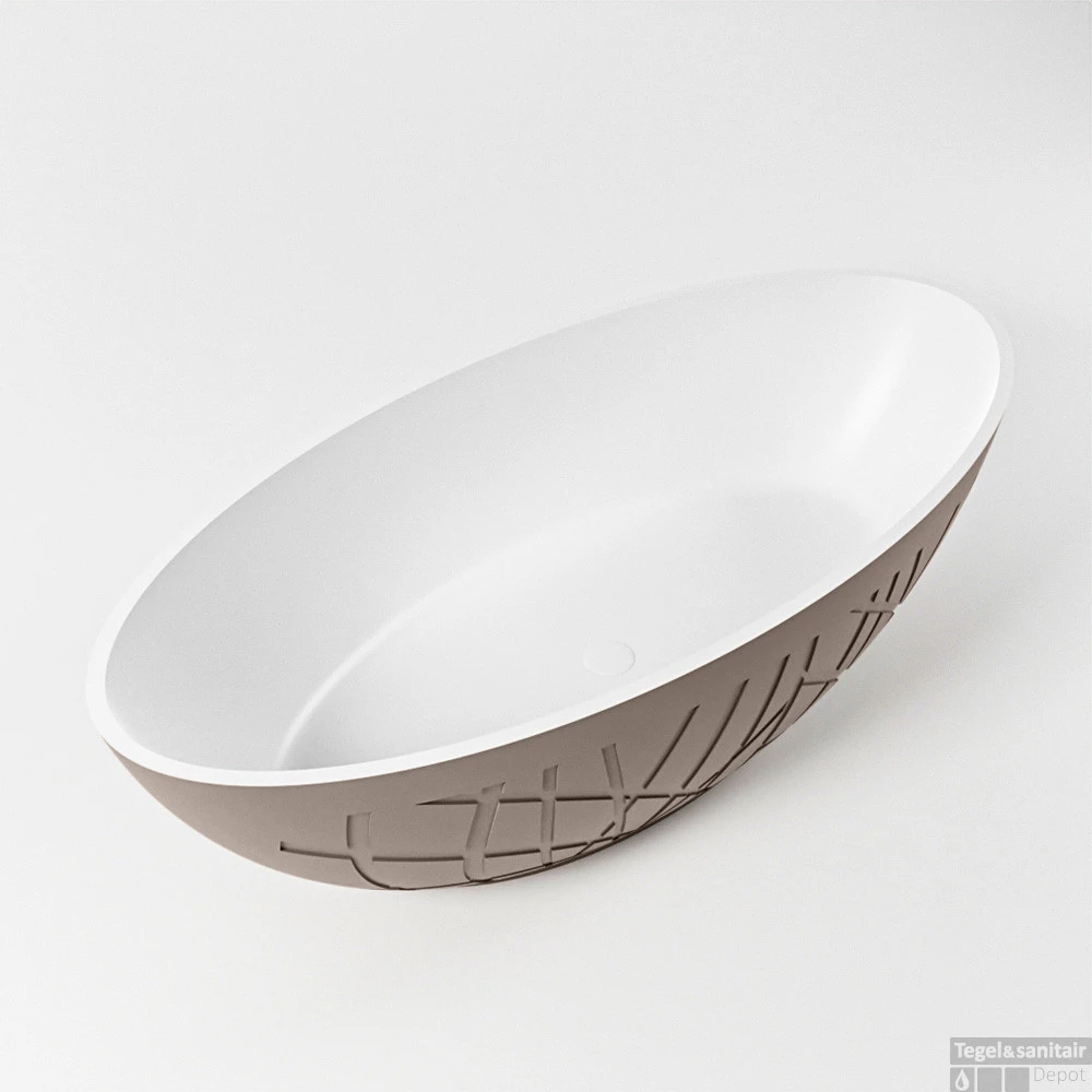 HOLM Vrijstaand Bad 180x85cm Kleur Smoke / Talc 3 HOLM Vrijstaand Bad 180x85cm Kleur Smoke / Talc