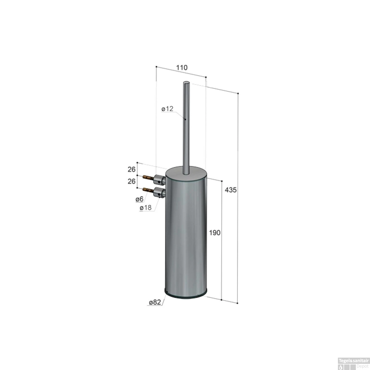 Hotbath Archie Toiletborstelhouder Wandmodel RVS 316 ARA11IX OUTLET 5 Hotbath Archie Toiletborstelhouder Wandmodel RVS 316 ARA11IX OUTLET - Afbeelding 3