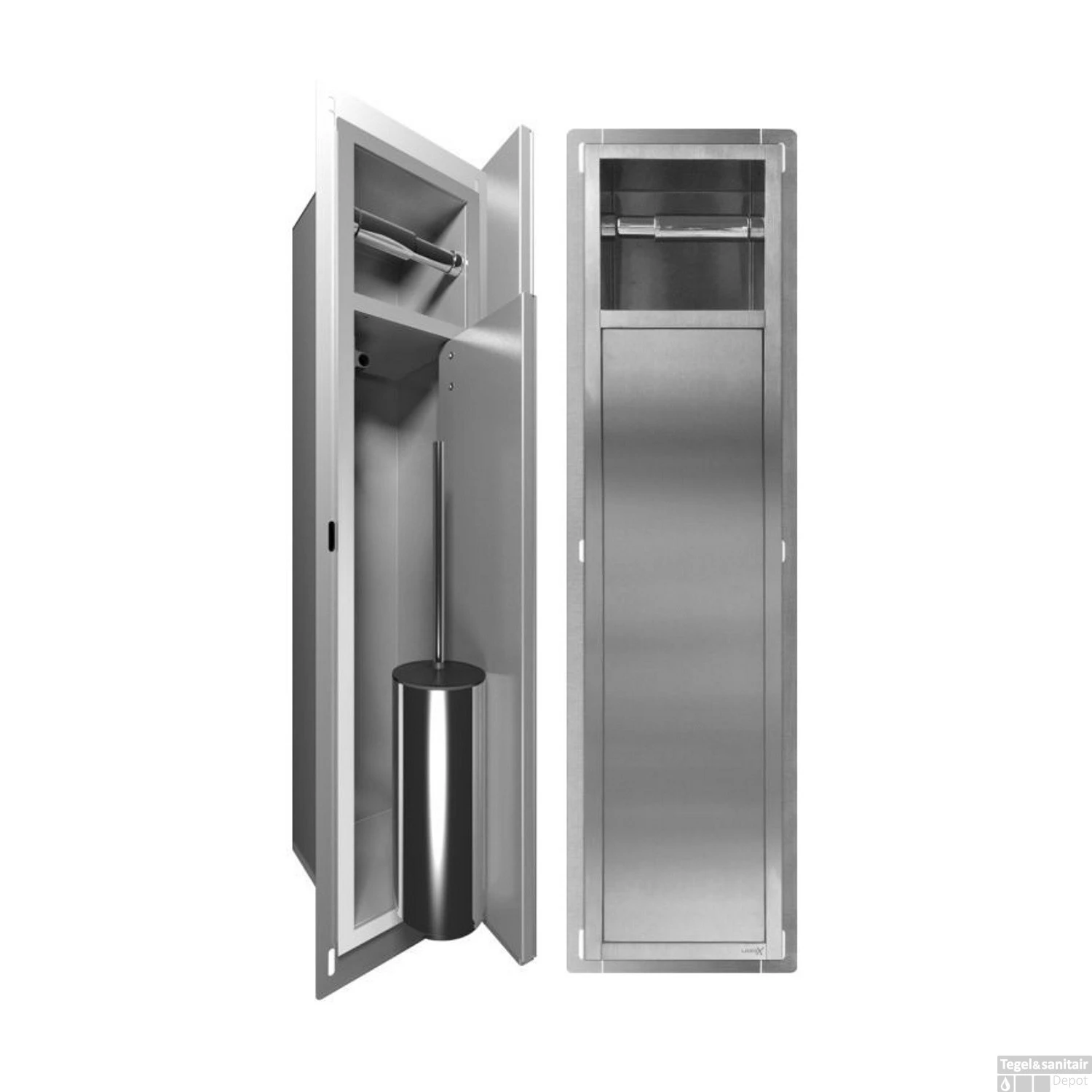 Inbouw Toiletrolhouder LoooX Closed CL7 Met Closetborstel RVS 3 Inbouw Toiletrolhouder LoooX Closed CL7 Met Closetborstel RVS