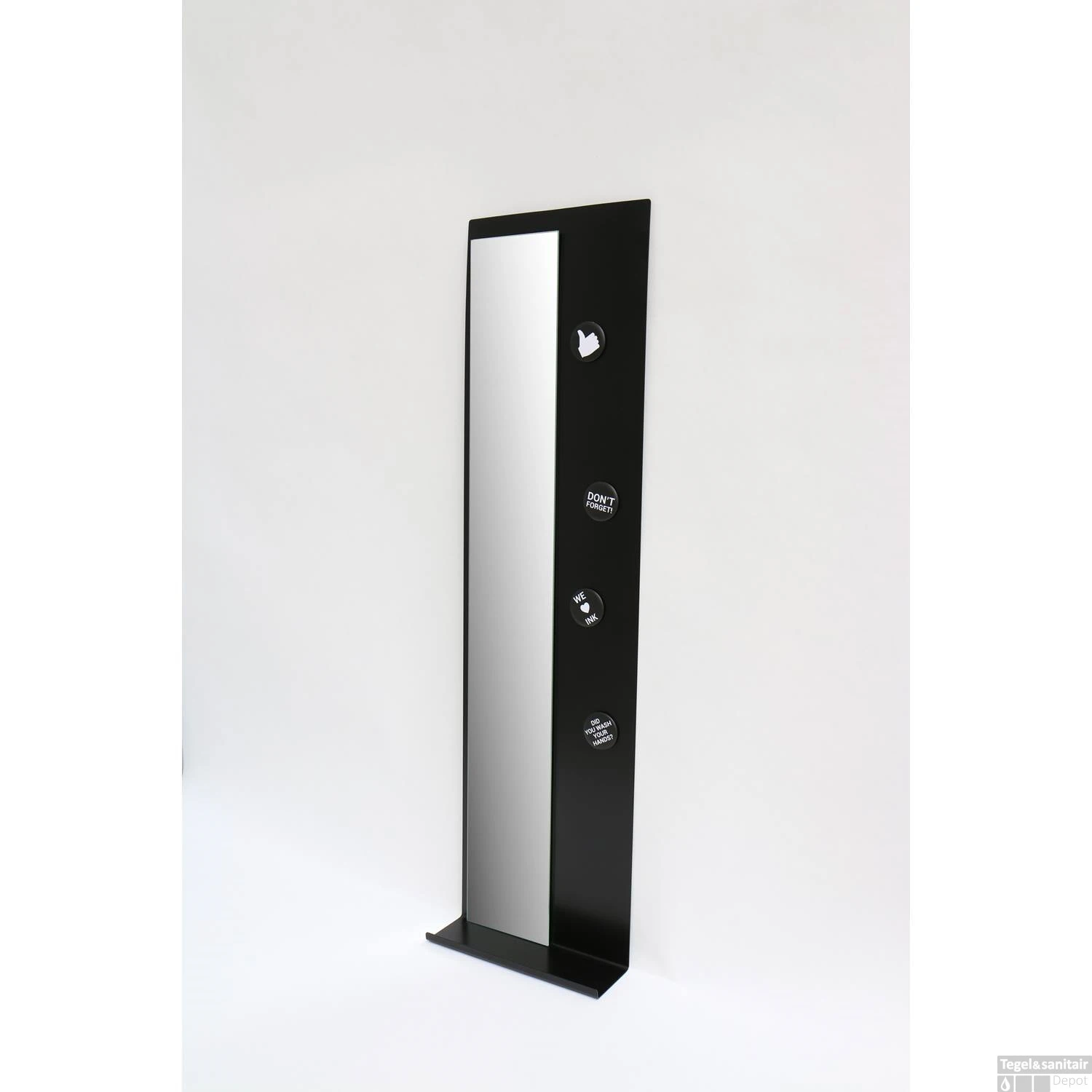 INK Fonteinplanchet Note Staal Inclusief Spiegel Mat Zwart 20x72 Cm