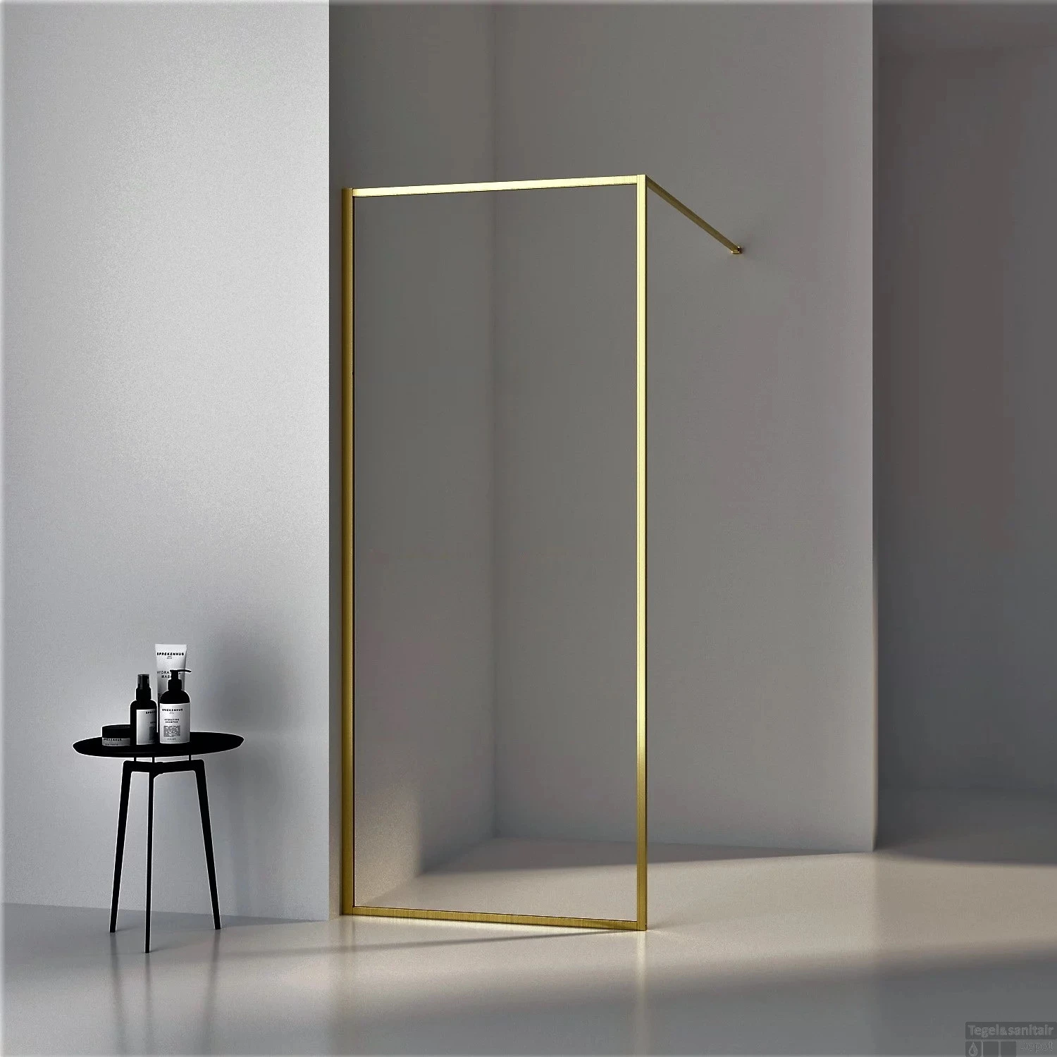 Inloopdouche Boss & Wessing Recta 100x200 Cm 8mm NANO Glas Geborsteld Messing Goud