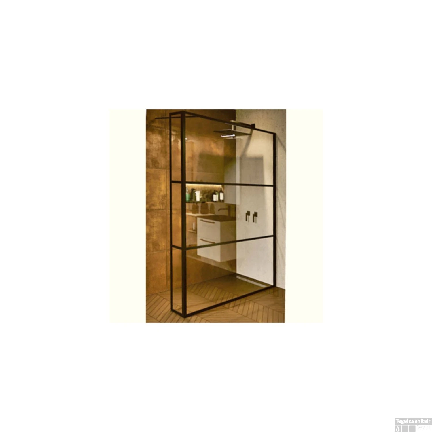 Inloopdouche Met Zijwand Riho Grid 100x200 Cm 6 Mm Helderglas Zwarte Profielen 4 Inloopdouche Met Zijwand Riho Grid 100x200 Cm 6 Mm Helderglas Zwarte Profielen - Afbeelding 2