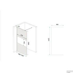 BWS Inloopdouche Pro Line Rookglas Met Middenband 100x200 8mm Nano Coating Geborsteld Messing Koper Profiel En Stang -Sealkin Badkamermeubilair Winkel inloopdouche proline 100x200 8mm nano coating tech 9