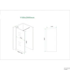 BWS Inloopdouche Pro Line Rookglas 110x200 Nano Coating Geborsteld Messing Goud Profiel En Stang -Sealkin Badkamermeubilair Winkel inloopdouche proline 110x200 8mm nano coating tech 8