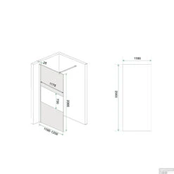 BWS Inloopdouche Pro Line Rookglas Met Middenband 120x200 8mm Nano Coating Geborsteld Messing Koper Profiel En Stang -Sealkin Badkamermeubilair Winkel inloopdouche proline 120x200 8mm nano coating tech 1 9