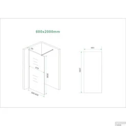 BWS Inloopdouche Pro Line Helder Glas 60x200 Mat Wit Profiel En Stabilisatiestang -Sealkin Badkamermeubilair Winkel inloopdouche proline 60x200 8mm nano coating tech