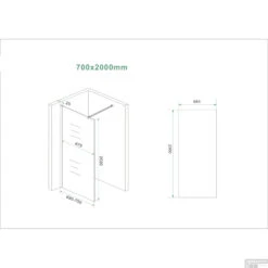 BWS Inloopdouche Pro Line Helderglas 70x200 8mm Nano Coating Chroom Profiel En Stang -Sealkin Badkamermeubilair Winkel inloopdouche proline 70x200 8mm nano coating tech 2