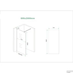 BWS Inloopdouche Pro Line Helderglas 80x200 8mm Nano Coating Chroom Profiel En Stang -Sealkin Badkamermeubilair Winkel inloopdouche proline 80x200 8mm nano coating tech 9