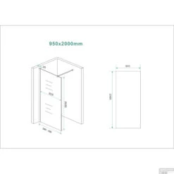 BWS Inloopdouche Pro Line Helder Glas 95x200 Mat Wit Profiel En Stabilisatiestang -Sealkin Badkamermeubilair Winkel inloopdouche proline 95x200 8mm nano coating tech