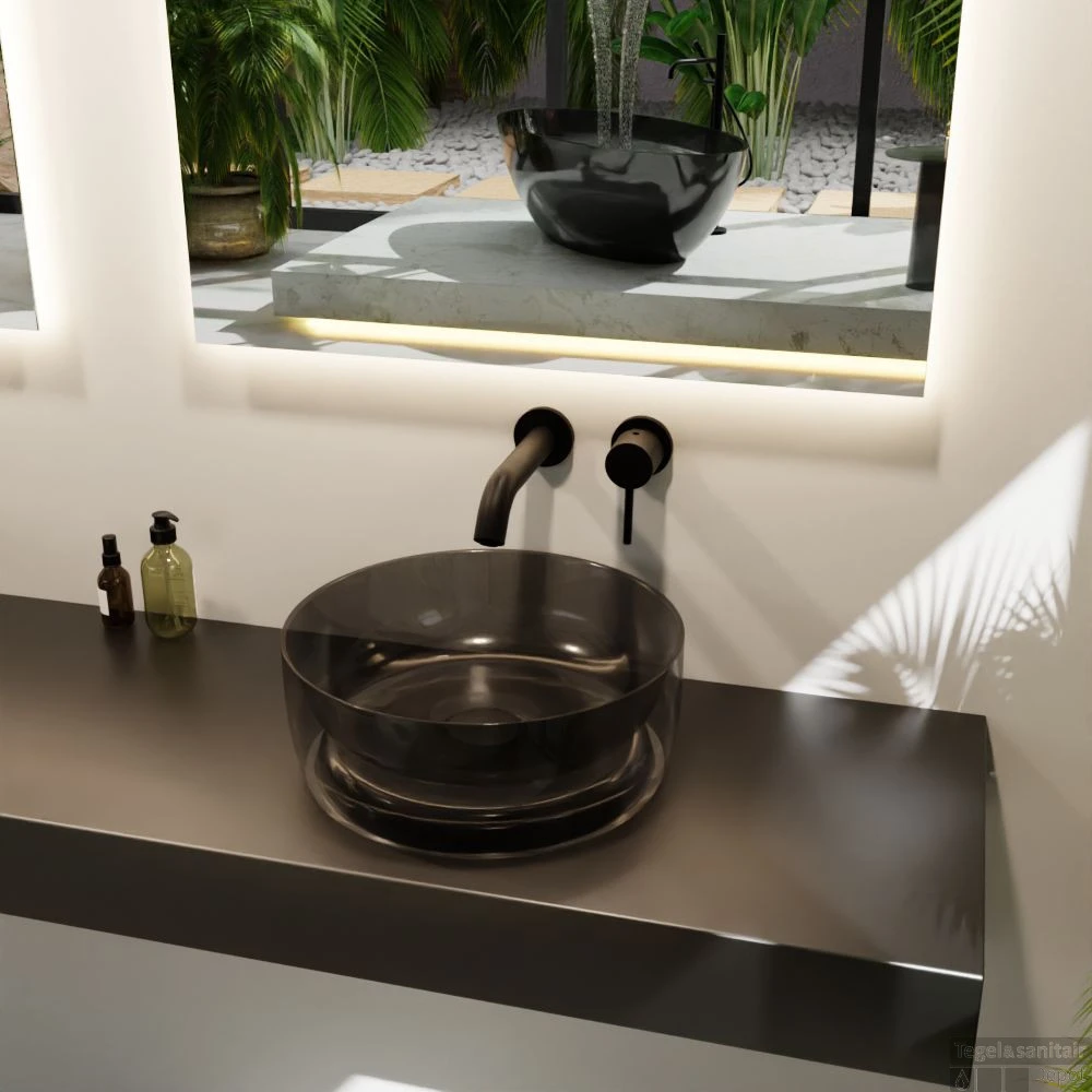 MONDIAZ JEWEL Waskom Transparant 40cm Kleur Black 3 MONDIAZ JEWEL Waskom Transparant 40cm Kleur Black