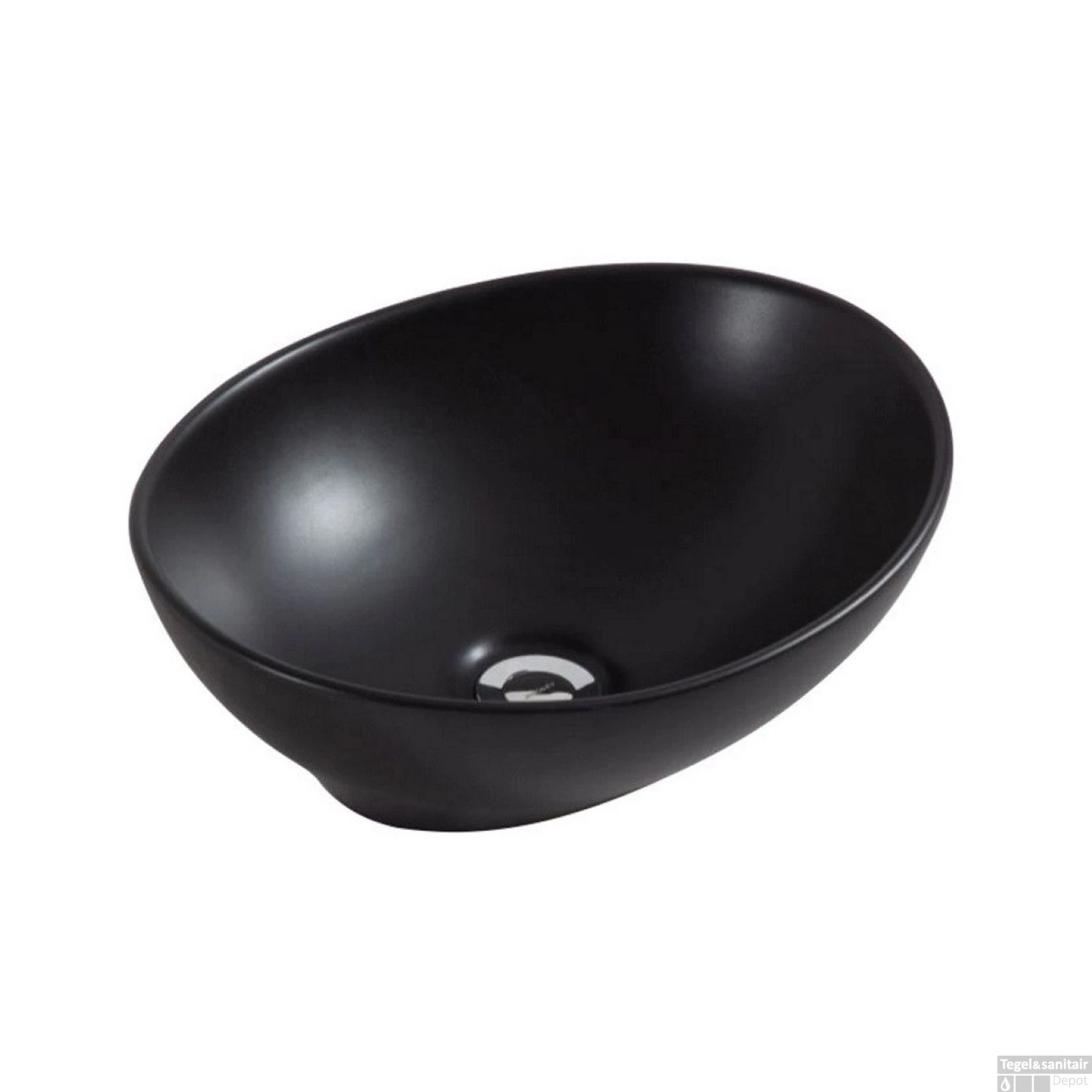 Waskomset BWS Ovaal 40x33x14.5 Cm Keramiek Mat Zwart / Koper (inclusief Kraan, Afvoer En Sifon) - Afbeelding 2