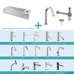 FonteinPack Trim Mini Keramiek 38x14x8 Cm Rechts Chroom (Keuze Uit 20 Kranen)