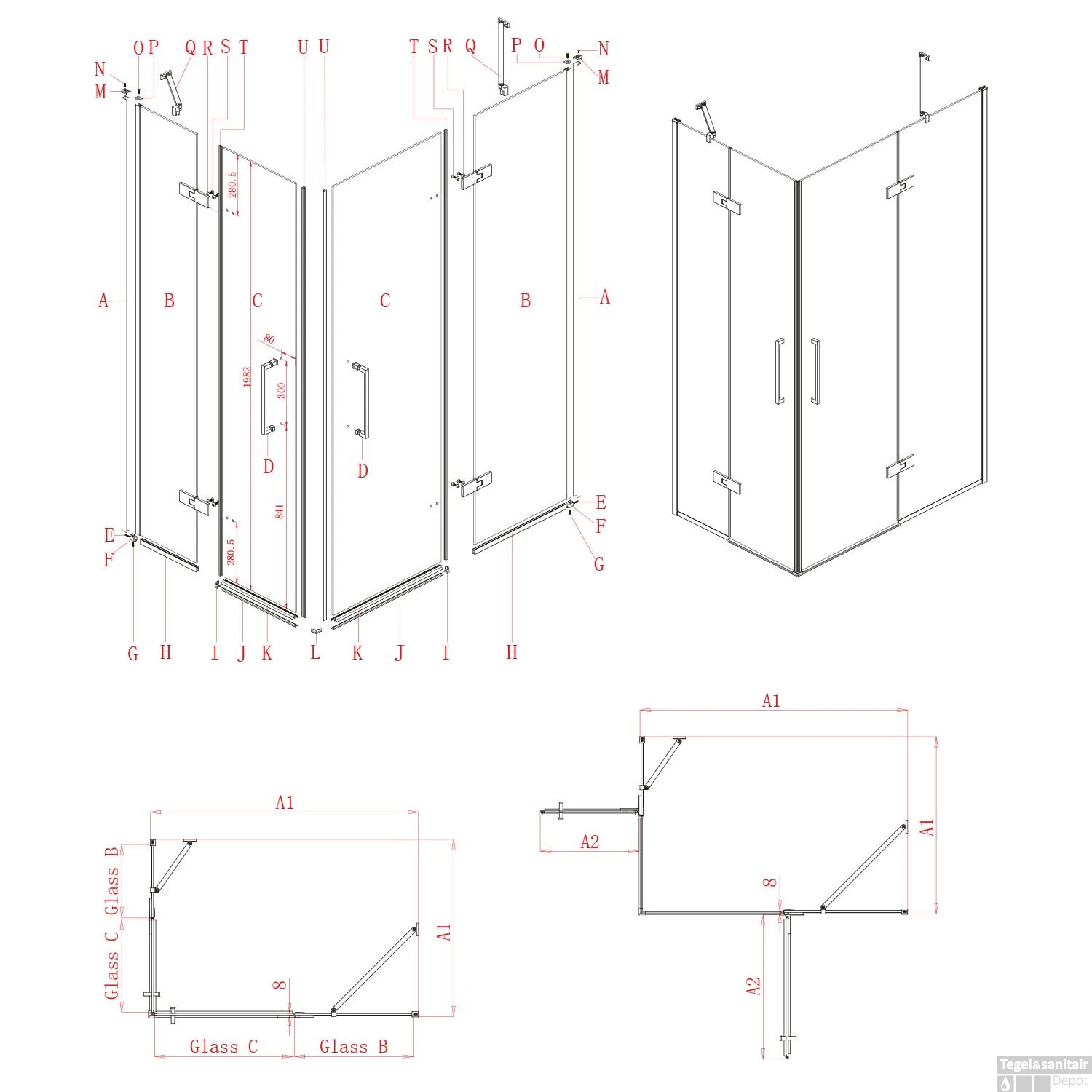 Nisdeur Lacus Giannutri 100x200 Tweedelig Chroom 4 Nisdeur Lacus Giannutri 100x200 Tweedelig Chroom - Afbeelding 2