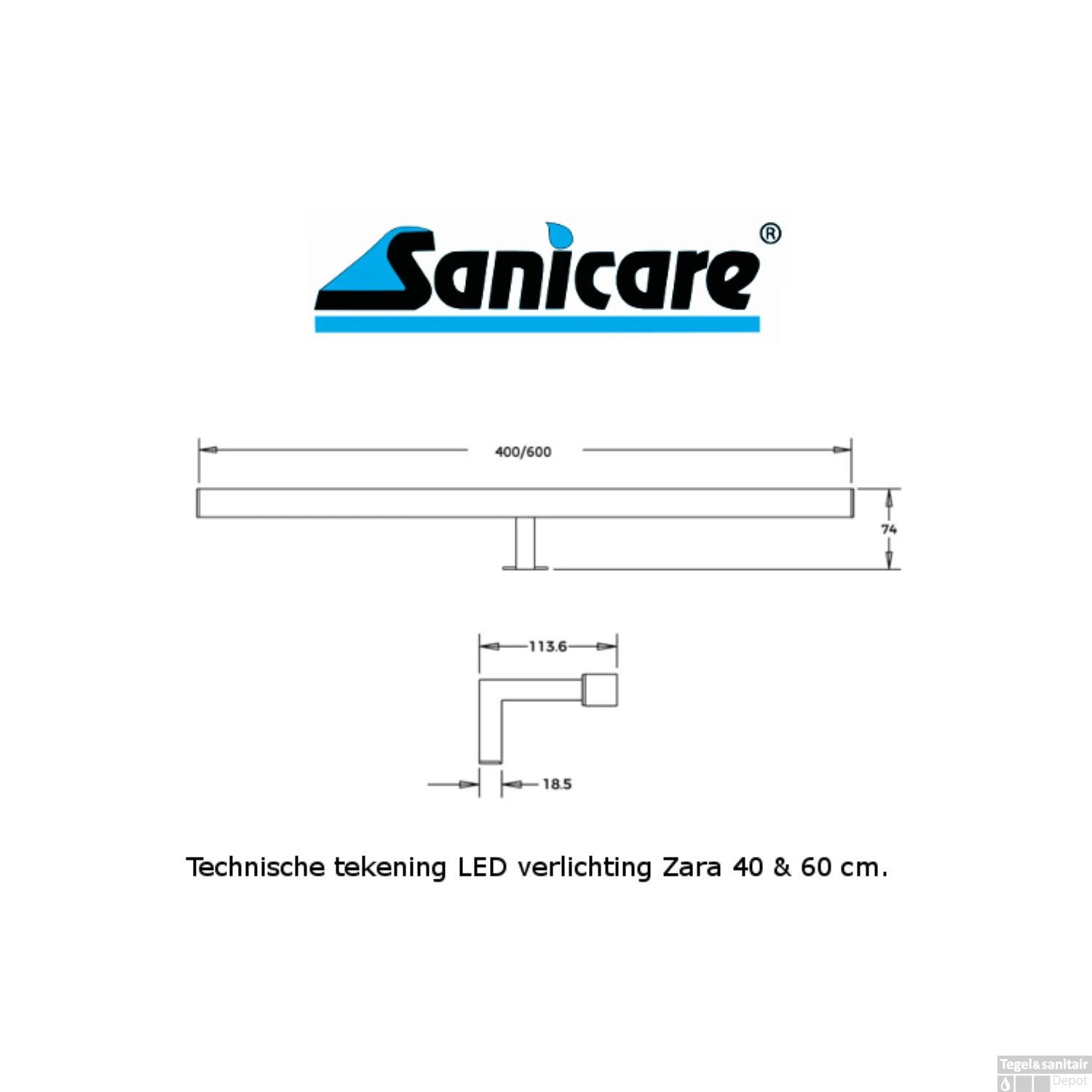 LED Spiegellamp Sanicare Zara 6 Watt 4000K 40 Cm Chroom 5 LED Spiegellamp Sanicare Zara 6 Watt 4000K 40 Cm Chroom - Afbeelding 3
