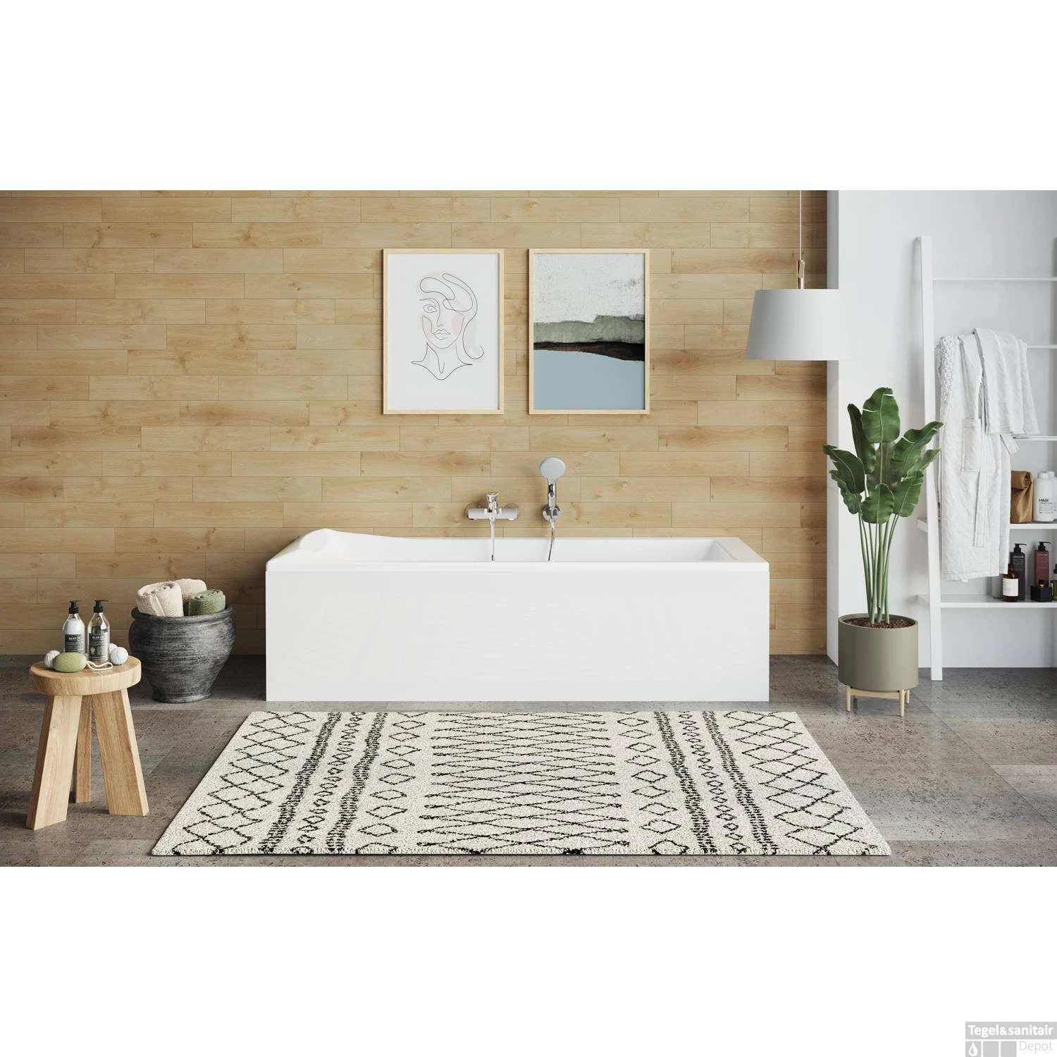 Ligbad Allibert Aero Confort Rechthoekig Bad 170x70x52 Cm Incl. Afvoerdeksel En Poten - Afbeelding 3