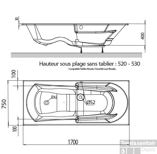Ligbad Allibert Moovance Rechthoek Toplax Duobad Wit 170x75 Cm 5 Ligbad Allibert Moovance Rechthoek Toplax Duobad Wit 170x75 Cm - Afbeelding 3