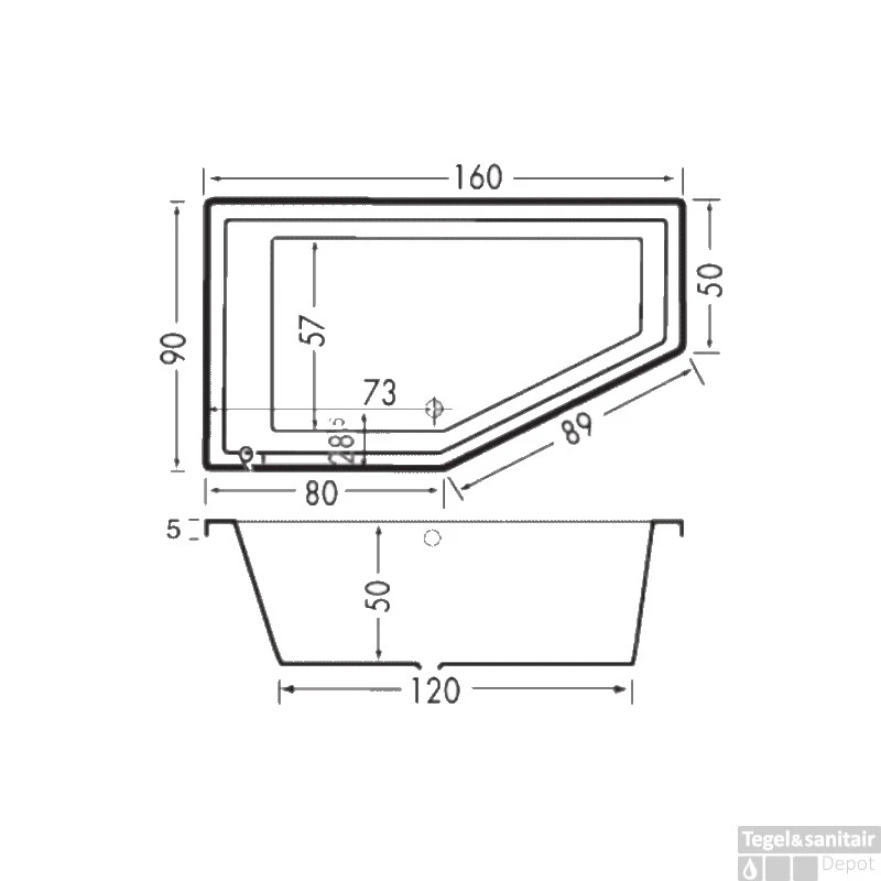 Ligbad Beterbad Xenz Society Links 160x90x50 Cm Gebroken Wit - Afbeelding 2