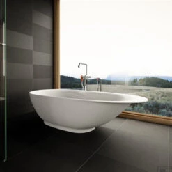 Ligbad Clou First 182x82x49cm Aluite Mat Wit (Vrijstaand) -Sealkin Badkamermeubilair Winkel ligbad clou first 182x82x49cm aluite mat wit vrijstaand sfeer2