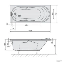 Ligbad Polysan Adriana 160x74x45 Cm Acryl Wit 11 Ligbad Polysan Adriana 160x74x45 Cm Acryl Wit -Sealkin Badkamermeubilair Winkel ligbad polysan adriana 160x74x45 cm acryl wit sph43111 tech