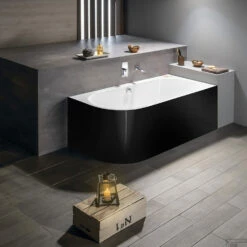 Ligbad Polysan Viva 170x75x60 Cm Asymmetrisch Rechts Zwart / Wit