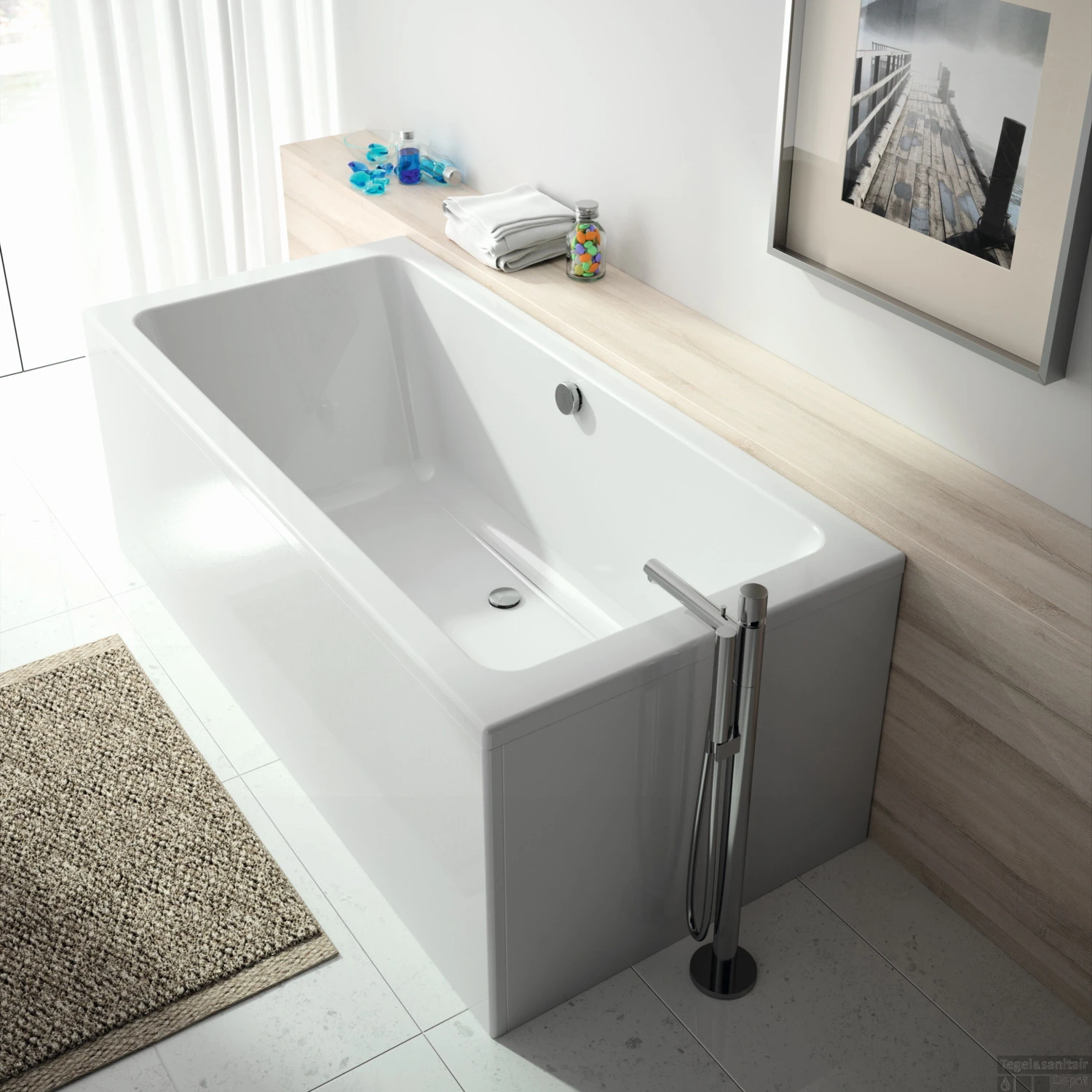 Ligbad Sanindusa Plan 180x80 Cm Acryl Wit 5 Ligbad Sanindusa Plan 180x80 Cm Acryl Wit - Afbeelding 3