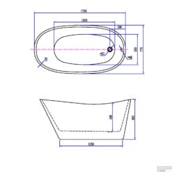 Ligbad Wiesbaden Trapeze Vrijstaand Acryl 170x77 Wit -Sealkin Badkamermeubilair Winkel ligbad trapeze vrijstaand acryl 170x77 wit tech