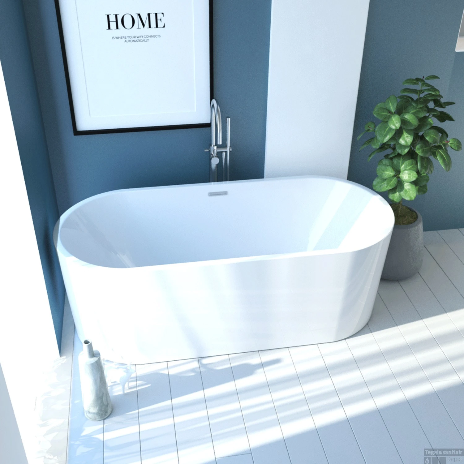 Ligbad Vrijstaand Boss & Wessing 170x80x59 Cm Inclusief Overloop Wit 5 Ligbad Vrijstaand Boss & Wessing 170x80x59 Cm Inclusief Overloop Wit - Afbeelding 3