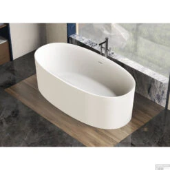 Ligbad Vrijstaand Ideavit Colidcliff 175x88x56 Cm Solid Surface Mat Wit
