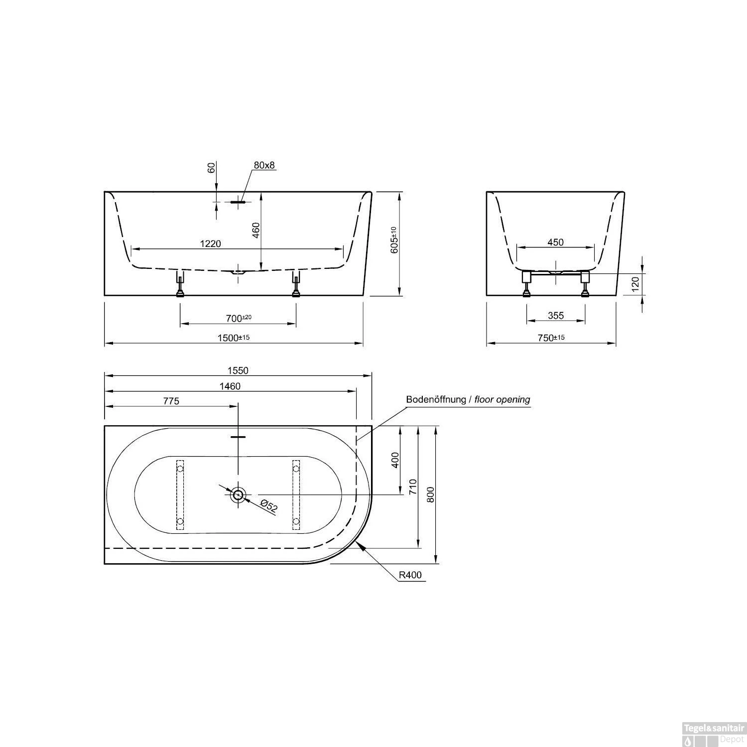 Ligbad Xenz Fay Hoekbad Links 155x80 Cm Glanzend Wit 4 Ligbad Xenz Fay Hoekbad Links 155x80 Cm Glanzend Wit - Afbeelding 2