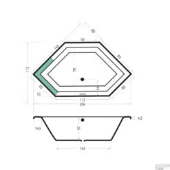 Ligbad Xenz Society 145 6-hoekig 145x145x50 Cm Inbouw Acryl Créme -Sealkin Badkamermeubilair Winkel ligbad xenz society 145 inbouw 145x145x50 cm acryl creme 6860 14 tech