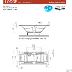 Ligbad Allibert Lodge DUO 190x90x54-57 Cm -Sealkin Badkamermeubilair Winkel lodge 190x90 duo tech