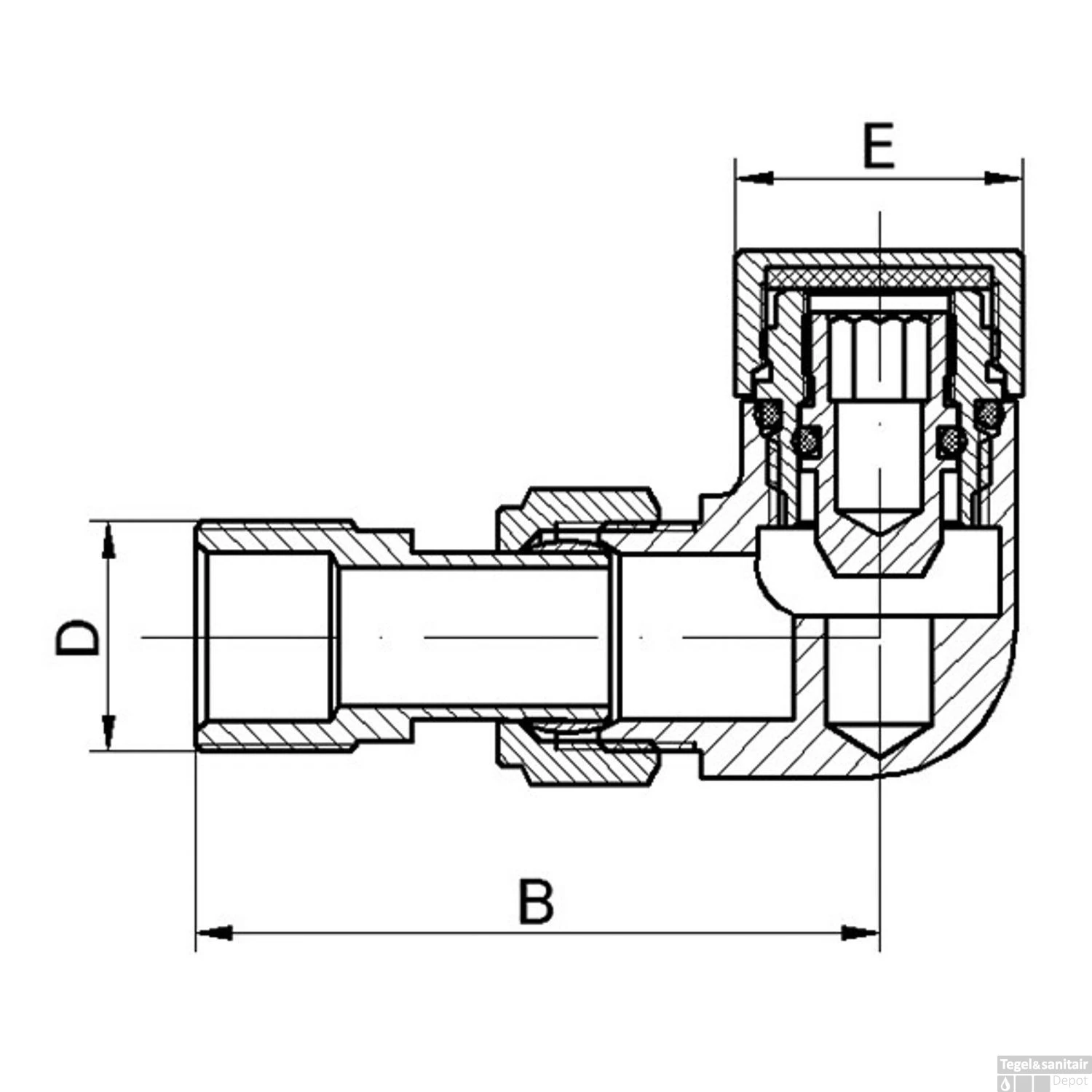 Luxe Radiator Aansluitset Riko Haaks Verkeerd Rechts Mat Zwart - Afbeelding 4