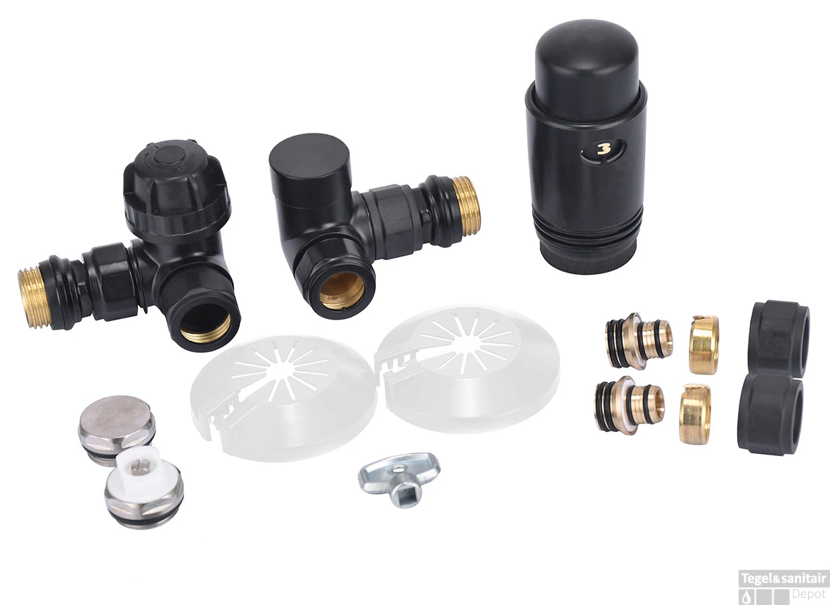 Luxe Thermostatische Radiator Aansluitset Riko Haaks Verkeerd Links Mat Zwart 3 Luxe Thermostatische Radiator Aansluitset Riko Haaks Verkeerd Links Mat Zwart