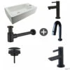 Fonteinpack Rhea Rechts Keramiek 36x18x9 Cm Mat Zwart (Keuze Uit 4 Kranen) -Sealkin Badkamermeubilair Winkel mini rhea rechts fontein 32.3497 set 2