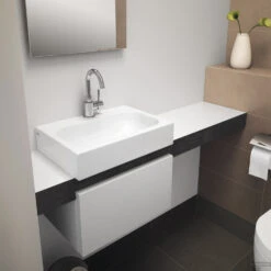 Wastafel Clou Match Me 70x42x14cm Keramiek Glans Wit (Met 1 Kraangat) -Sealkin Badkamermeubilair Winkel mini match me toilet 01b jv 1